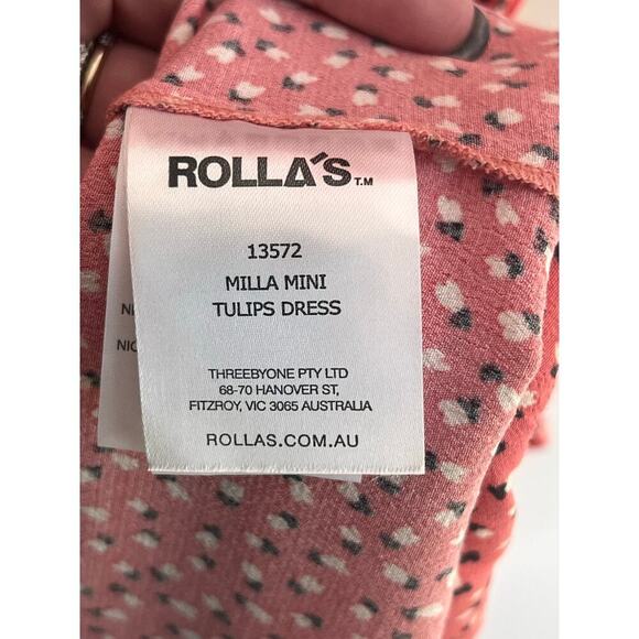 Rolla's Milla Short Sleeve Mini Tulips Swing Dress Coral/White Women's Size XL - Picture 9 of 14